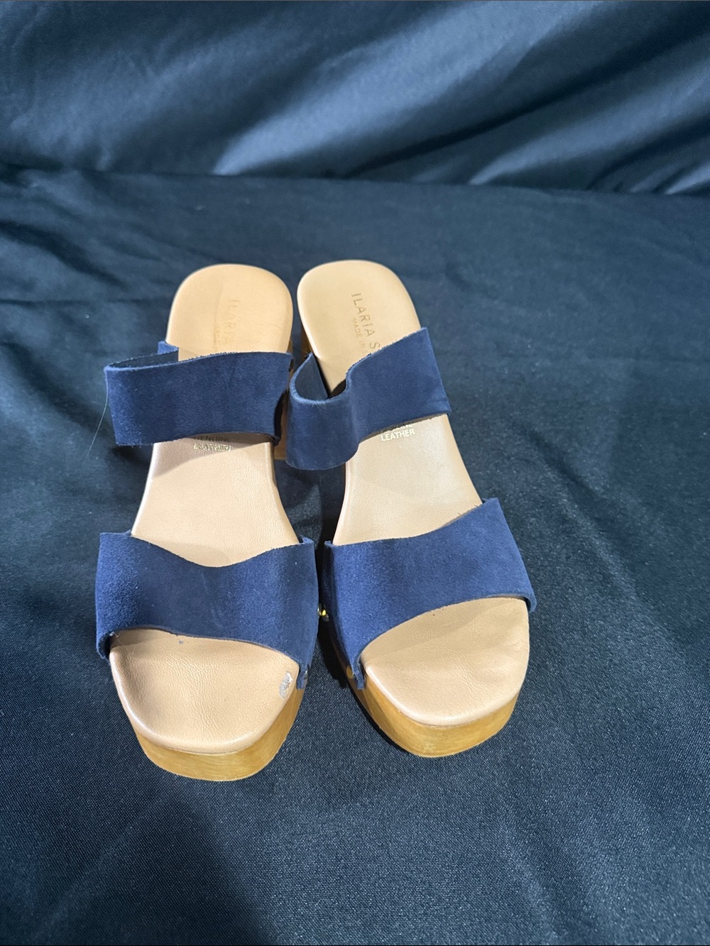 Ilana Navy Suede Platform Slide Mules
